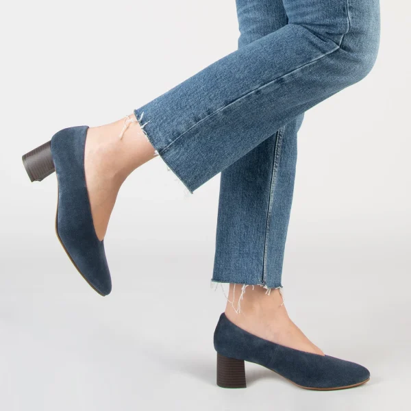 MiMaO ShopOnline URBAN STYLE – Chaussures à Talon Bas En Nubuck BLEU MARINE Nouvelle tendance 7