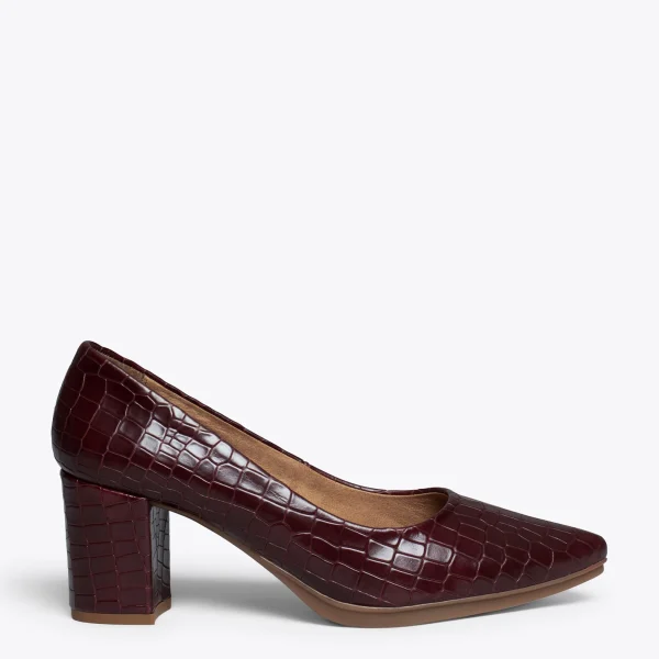 Paris MiMaO ShopOnline URBAN S COCO – Chaussures à Talon BORDEAUX Avec Imprimé Crocodile 1