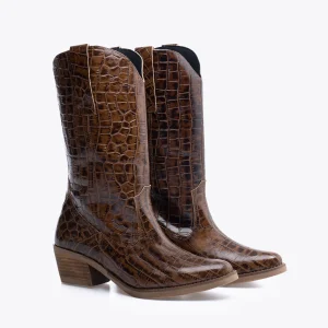 MiMaO ShopOnline VEGAS – Bottes De Cowboy Pour Femme Avec Imprimé Croco MARRON Retour gratuit en magasin. 10