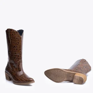 MiMaO ShopOnline VEGAS – Bottes De Cowboy Pour Femme Avec Imprimé Croco MARRON Retour gratuit en magasin. 16