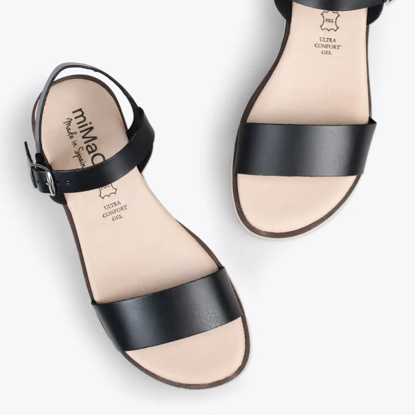 MiMaO ShopOnline RIVER – Sandales En Cuir à Talon Compensé Moyen NOIR marque pas cher 3