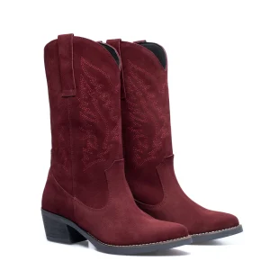 REMISE MiMaO ShopOnline DALLAS – Bottes Style Cow-boy BORDEAUX Nubuck 11