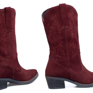 REMISE MiMaO ShopOnline DALLAS – Bottes Style Cow-boy BORDEAUX Nubuck 15