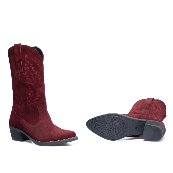 REMISE MiMaO ShopOnline DALLAS – Bottes Style Cow-boy BORDEAUX Nubuck 6