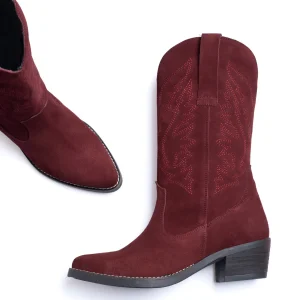 REMISE MiMaO ShopOnline DALLAS – Bottes Style Cow-boy BORDEAUX Nubuck 19