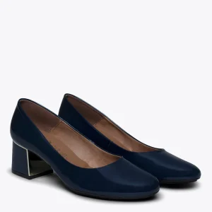 MiMaO ShopOnline URBAN DAME – Chaussure En Cuir Verni à Talon Moyen BLEU MARINE achetez 11