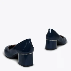 MiMaO ShopOnline URBAN DAME – Chaussure En Cuir Verni à Talon Moyen BLEU MARINE achetez 15