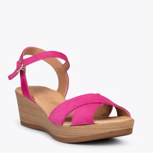 MiMaO ShopOnline MAR – Sandales Compensées Légères à Lanières Croisées FUCHSIA outlet 14