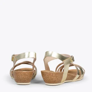 MiMaO ShopOnline HANAE – Sandales BIO Multibrides Croisées DORÉ magasin en ligne france 12