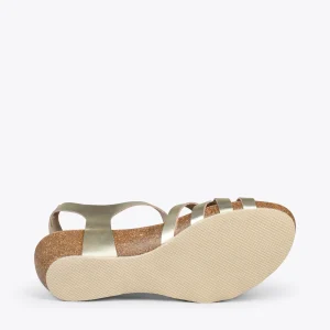 MiMaO ShopOnline HANAE – Sandales BIO Multibrides Croisées DORÉ magasin en ligne france 16