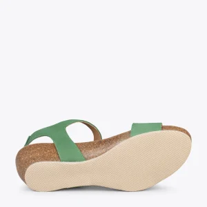 MiMaO ShopOnline OAK – Sandales Compensées Bio En Nubuck VERT guranteed de qualité 16