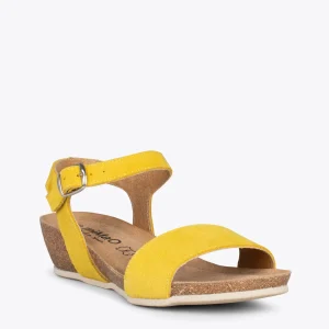 marques pas cher MiMaO ShopOnline OAK – Sandales Compensées Bio En Nubuck JAUNE 14