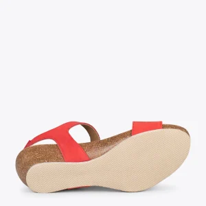 marque pas cher MiMaO ShopOnline OAK – Sandales Compensées Bio En Nubuck ROUGE 16