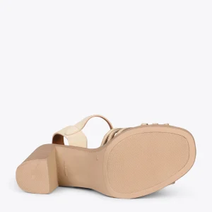 MiMaO ShopOnline CIBELES – Sandales à Talon Effet Bois BEIGE Nouvelle tendance 16