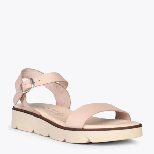 MiMaO ShopOnline RIVER – Sandales En Cuir à Talon Compensé Moyen NUDE grossiste 14