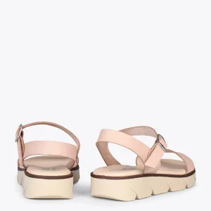 MiMaO ShopOnline RIVER – Sandales En Cuir à Talon Compensé Moyen NUDE grossiste 12