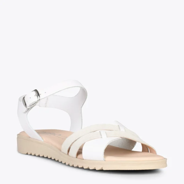 MiMaO ShopOnline FRESH – Sandales En Cuir à Talon Compensé Bas BLANC en france 5