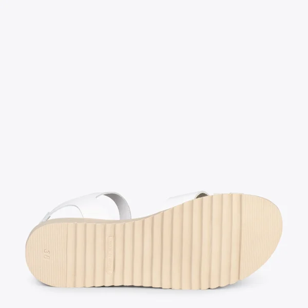 MiMaO ShopOnline FRESH – Sandales En Cuir à Talon Compensé Bas BLANC en france 6