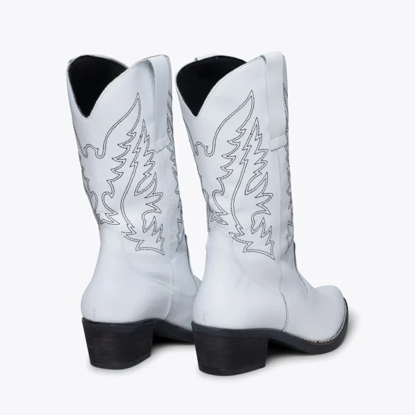 MiMaO ShopOnline DALLAS – Bottes Style Cow-boy BLANC Promotio de vente 5