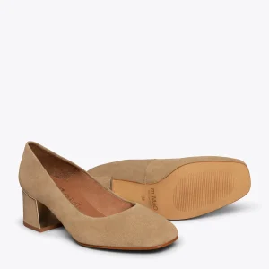 Pas Cher Magasin Soldes MiMaO ShopOnline FEMME – Escarpins Talon Moyen Et Bout Carré TAUPE 17