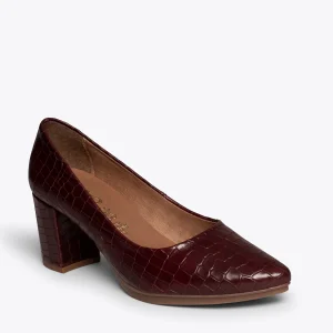 Paris MiMaO ShopOnline URBAN S COCO – Chaussures à Talon BORDEAUX Avec Imprimé Crocodile 15