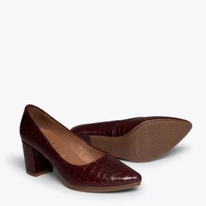 Paris MiMaO ShopOnline URBAN S COCO – Chaussures à Talon BORDEAUX Avec Imprimé Crocodile 17