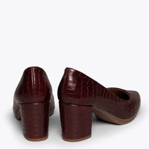 Paris MiMaO ShopOnline URBAN S COCO – Chaussures à Talon BORDEAUX Avec Imprimé Crocodile 13