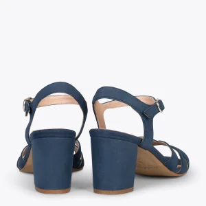 MiMaO ShopOnline MUSA – Sandales à Talon Large BLEU MARINE grande qualité 12