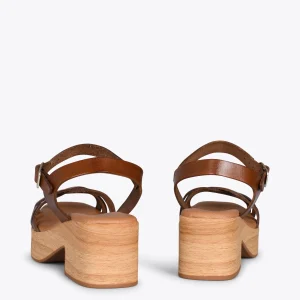 exclusivement disponibles MiMaO ShopOnline WOOD – Sandales Multibrides Imitation Bois MARRON 12