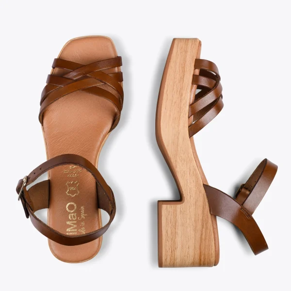 exclusivement disponibles MiMaO ShopOnline WOOD – Sandales Multibrides Imitation Bois MARRON 3