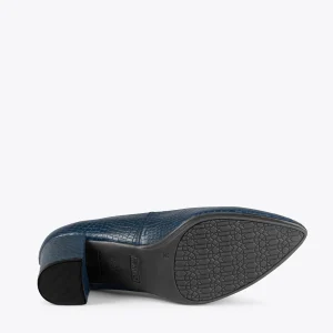 MiMaO ShopOnline URBAN S CROCO – Chaussures à Talon Imprimé Crocodile BLEU MARINE De Qualité 17