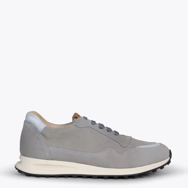 achat pas cher MiMaO ShopOnline BOSTON – Baskets En Cuir Pour Homme GRIS 1