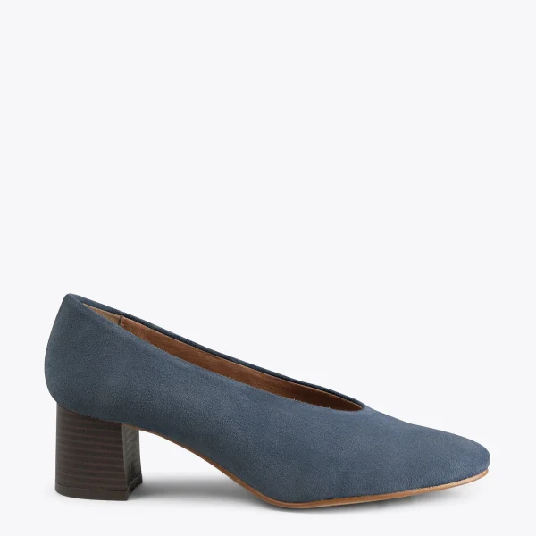 MiMaO ShopOnline URBAN STYLE – Chaussures à Talon Bas En Nubuck BLEU MARINE Nouvelle tendance 1