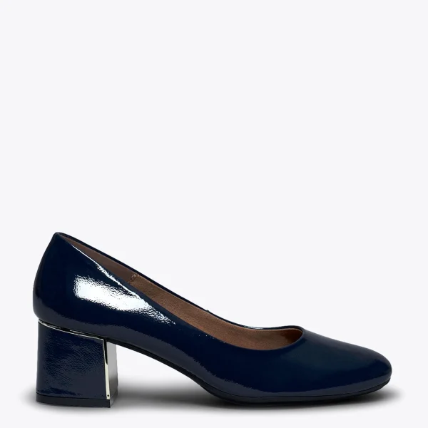 MiMaO ShopOnline URBAN DAME – Chaussure En Cuir Verni à Talon Moyen BLEU MARINE achetez 1