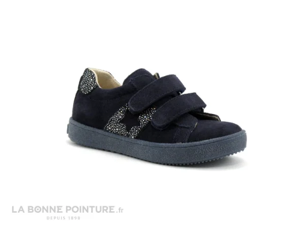 Remise 💯 Bébé Bopy SIJAMAVEL – Bleu Marine – Argent – 👟 Sneakers Velcro BEBE Fille ✨ Paiement sécurisé 1