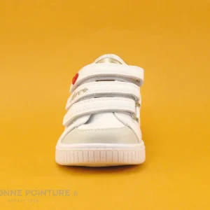 Top ventes Nouveau 🌟 Bébé Kouki By Bopy ILTA Blanc – Or – 👟 Sneakers Fille 3 Velcros – Coeur Rouge 😉 9