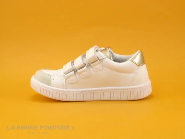 Top ventes Nouveau 🌟 Bébé Kouki By Bopy ILTA Blanc – Or – 👟 Sneakers Fille 3 Velcros – Coeur Rouge 😉 4