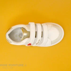 Top ventes Nouveau 🌟 Bébé Kouki By Bopy ILTA Blanc – Or – 👟 Sneakers Fille 3 Velcros – Coeur Rouge 😉 13