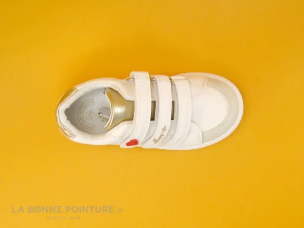 Top ventes Nouveau 🌟 Bébé Kouki By Bopy ILTA Blanc – Or – 👟 Sneakers Fille 3 Velcros – Coeur Rouge 😉 5