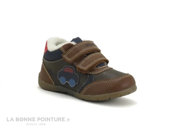 Acheter ✔️ Bébé Geox ELTHAN Cognac Navy – B261PA – Basket Bebe 2 Velcros ⌛ vente en ligne 1