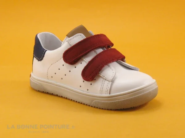 Remise ✔️ Bébé Bopy RAMDAM Blanc Rouge – Basket Mode BEBE 2 Velcros 😉 prix de gros 1