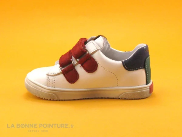 Remise ✔️ Bébé Bopy RAMDAM Blanc Rouge – Basket Mode BEBE 2 Velcros 😉 prix de gros 4