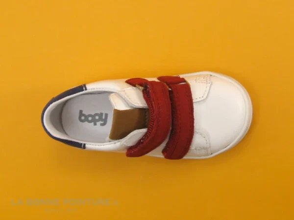 Remise ✔️ Bébé Bopy RAMDAM Blanc Rouge – Basket Mode BEBE 2 Velcros 😉 prix de gros 7