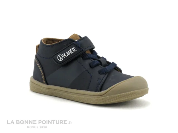 Meilleure affaire ⌛ Bébé Alma Planete FIBRINO Marine Camel – Chaussure Premiers Pas GARCON 🤩 économies garanties 1