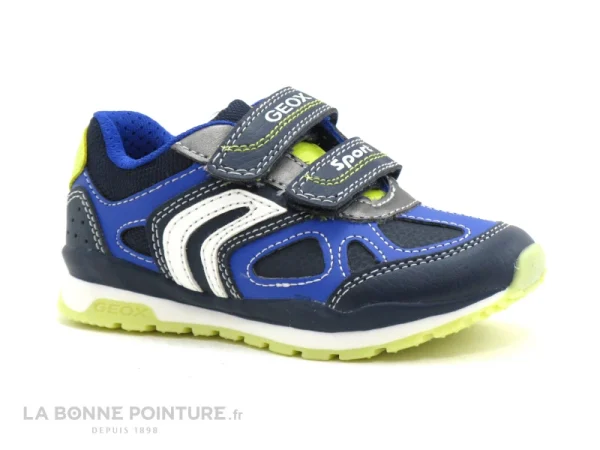 guranteed de qualité Offres ⭐ Bébé Geox PAVEL J8415A Navy Lime – 3 Velcros – Basket GARCON 🧨 1