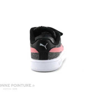 Nouvelle Collection Vente flash ❤️ Bébé Puma SMASH Glitz – Noir – Paillettes – Rose – Basket Fille – Scratches 🔔 15