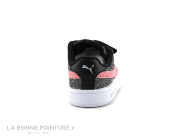 Nouvelle Collection Vente flash ❤️ Bébé Puma SMASH Glitz – Noir – Paillettes – Rose – Basket Fille – Scratches 🔔 5