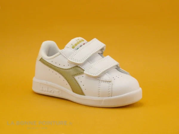 Pas Cher soldes France Les meilleures critiques de ⭐ Bébé Diadora GAME P TD Girl White Gold – Basket Velcro Fille – Blanc Et Or 😀 1