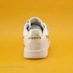 Pas Cher soldes France Les meilleures critiques de ⭐ Bébé Diadora GAME P TD Girl White Gold – Basket Velcro Fille – Blanc Et Or 😀 11