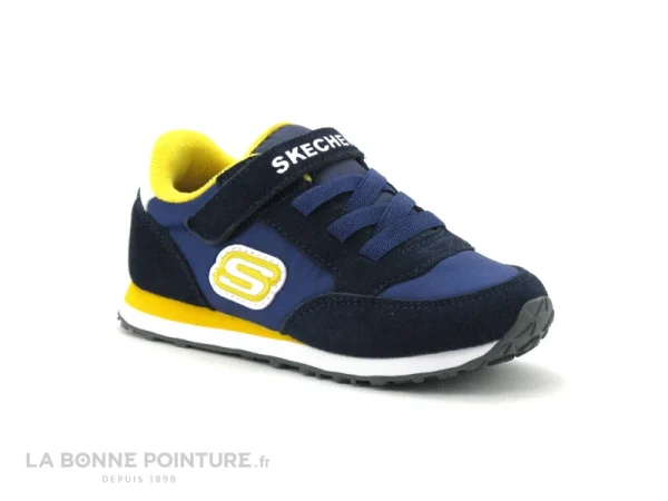 Tout neuf 😀 Bébé Skechers BOYS Retro Sneak GORVOX – Bleu Marine – Jaune – Basket 😉 Nouveau 1